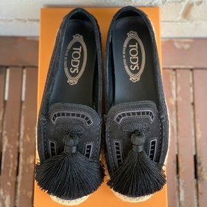 Tod’s Gommino Tassel Suede Espadrilles, Size 37.5